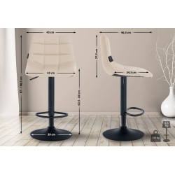 Scaun de bar Jerry din piele ecologică neagră și crem