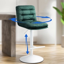 Scaun de bar Damar din catifea albă și verde