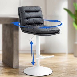 Scaun de bar Damar din piele ecologică albă și neagră