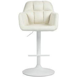 Scaun de bar Natoma din material textil alb-crem