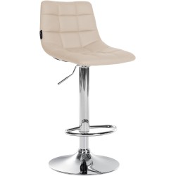 Set de 2 scaune de bar Jerry din piele ecologică cromată crem