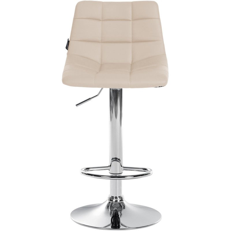 Set de 2 scaune de bar Jerry din piele ecologică cromată crem