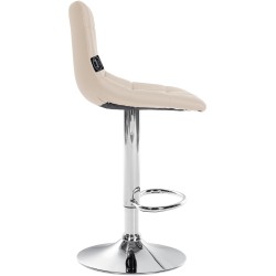 Set de 2 scaune de bar Jerry din piele ecologică cromată crem