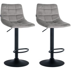 Set de 2 scaune de bar Jerry din catifea neagră și gri
