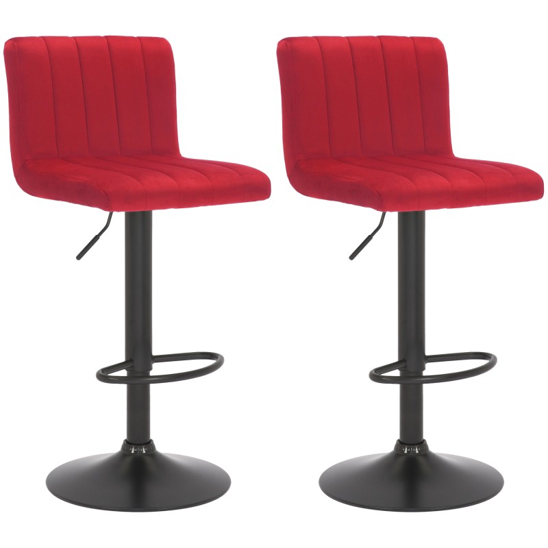 Set de 2 scaune de bar Jamie din catifea roșie