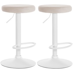 Set de 2 scaune de bar Ponte din catifea alb-crem