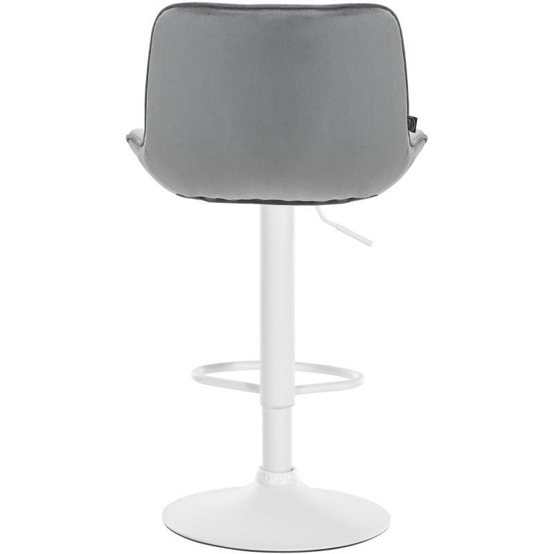 Scaun de bar Vonore din catifea gri-albă