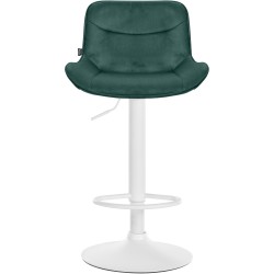 Scaun de bar Vonore din catifea verde alb
