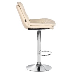 Scaun de bar Laurel din piele ecologică cromată crem