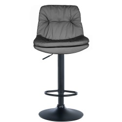 Scaun de bar Laurel, piele ecologică neagră/gri