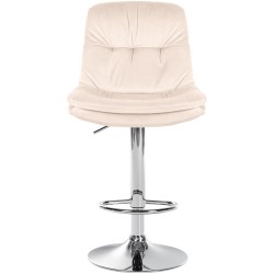 Scaun de bar cromat din catifea crem de laur