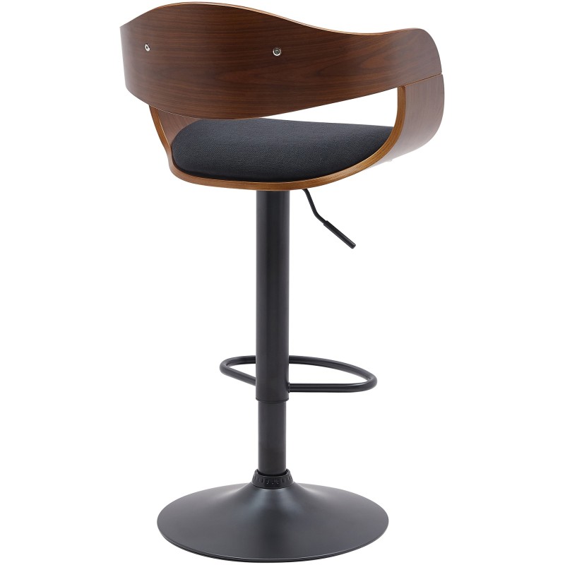 Set de 2 scaune de bar Kingston B, nuc/material textil negru