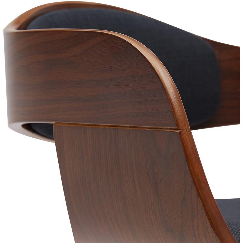 Set de 2 scaune de bar Kingston B, nuc/material textil negru