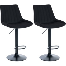 Set de 2 scaune de bar Toni din material textil negru
