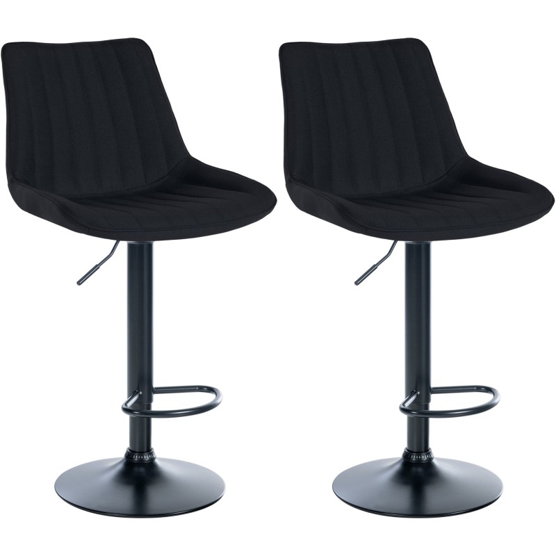 Set de 2 scaune de bar Toni din material textil negru