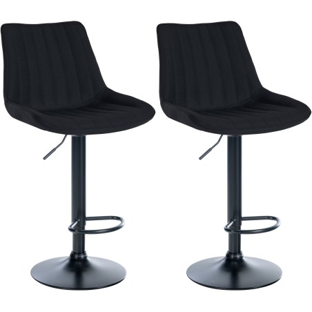 Set de 2 scaune de bar Toni din material textil negru