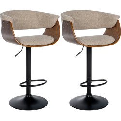 Set de 2 scaune de bar Vestal din material textil nuc/crem