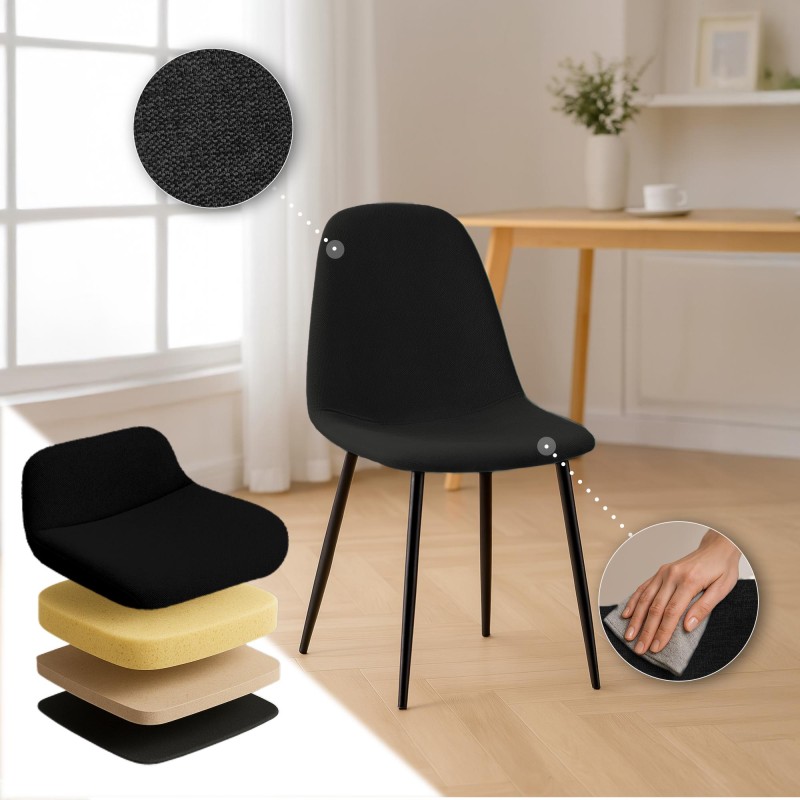 Set de 4 scaune de sufragerie din material textil Napier