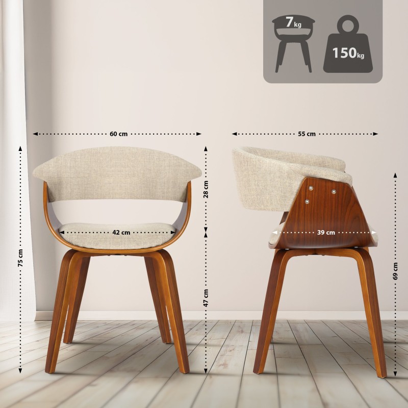 Scaun Bruce din material textil de nuc