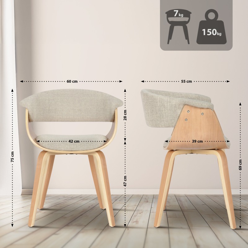 Scaun Bruce din material textil natural