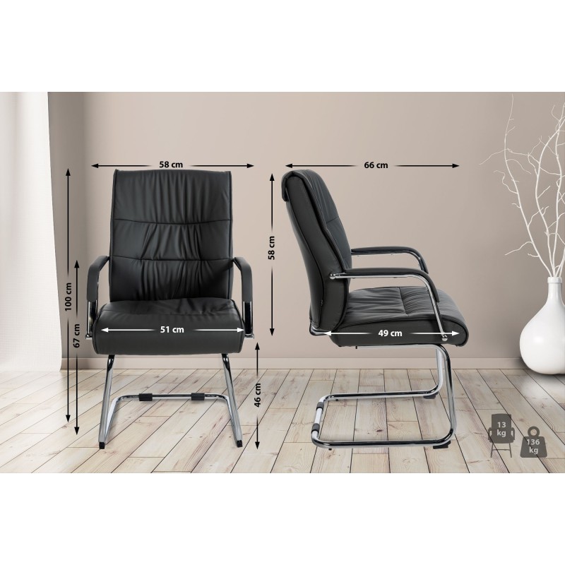 Set de 2 scaune negre pentru vizitatori Sievert