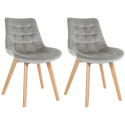 Set de 2 scaune Brook din catifea gri