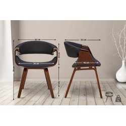 Scaun de masă Foley din material textil de nuc/negru