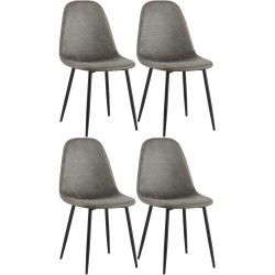 Set de 4 scaune de sufragerie Napier, piele ecologică, gri închis