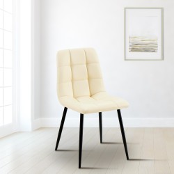 Scaun de sufragerie Antibes, imitație de piele crem