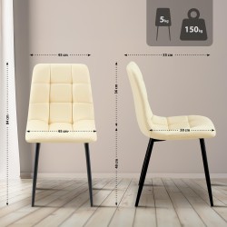 Scaun de sufragerie Antibes, imitație de piele crem