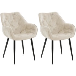 Set de 2 scaune Tanna din catifea crem