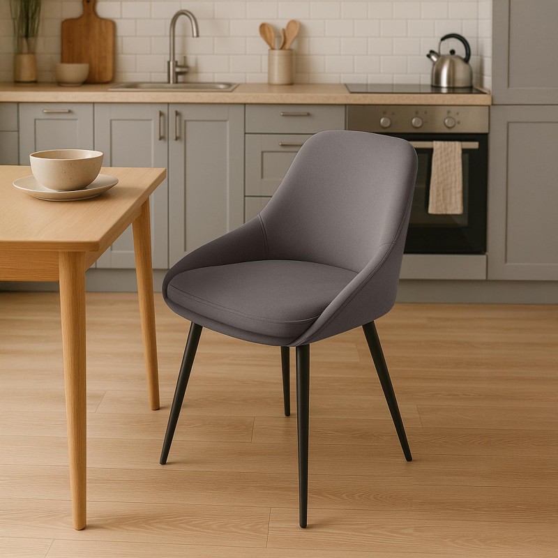 Scaun de sufragerie Elmira din catifea neagră antracit