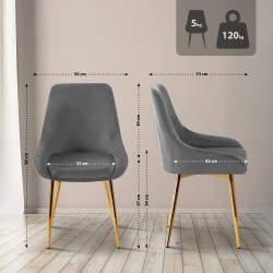 Scaun de sufragerie Elmira din catifea gri închis auriu