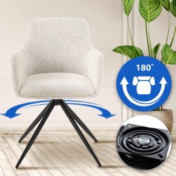 Scaun de sufragerie Olema în material crem