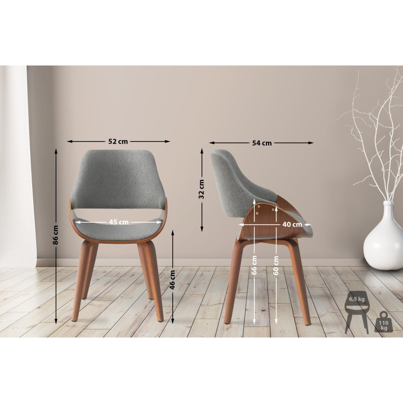 Scaun de sufragerie Vangale din material textil nuc/gri închis