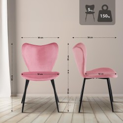 Scaun de sufragerie Maika din catifea roz