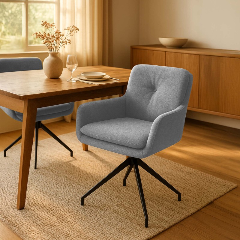 Scaun de sufragerie Pickett din material textil gri