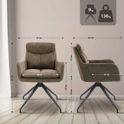 Scaun de sufragerie Somers din material textil maro