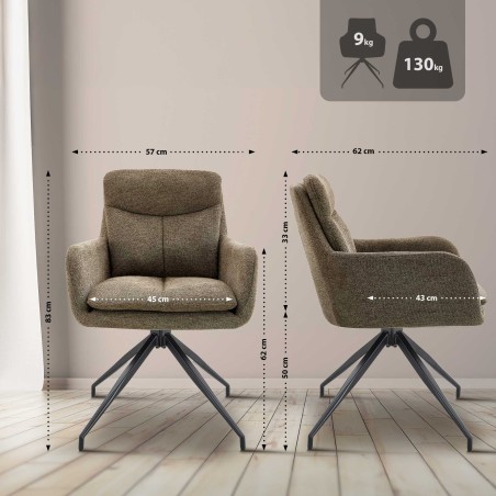 Scaun de sufragerie Somers din material textil maro