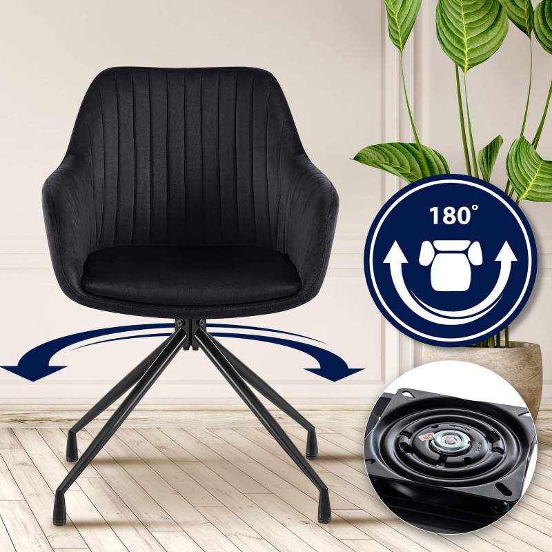 Scaun de masă Welby din catifea neagră