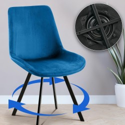 Set de 2 scaune de sufragerie Lewes din catifea albastru închis