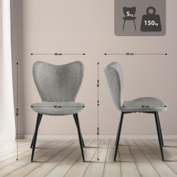 Scaun de sufragerie Maika din material textil gri