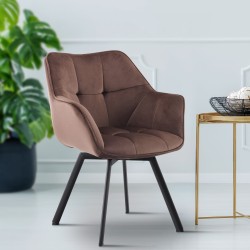Scaun de sufragerie Jordi din catifea maro