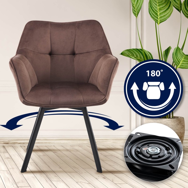 Scaun de sufragerie Jordi din catifea maro