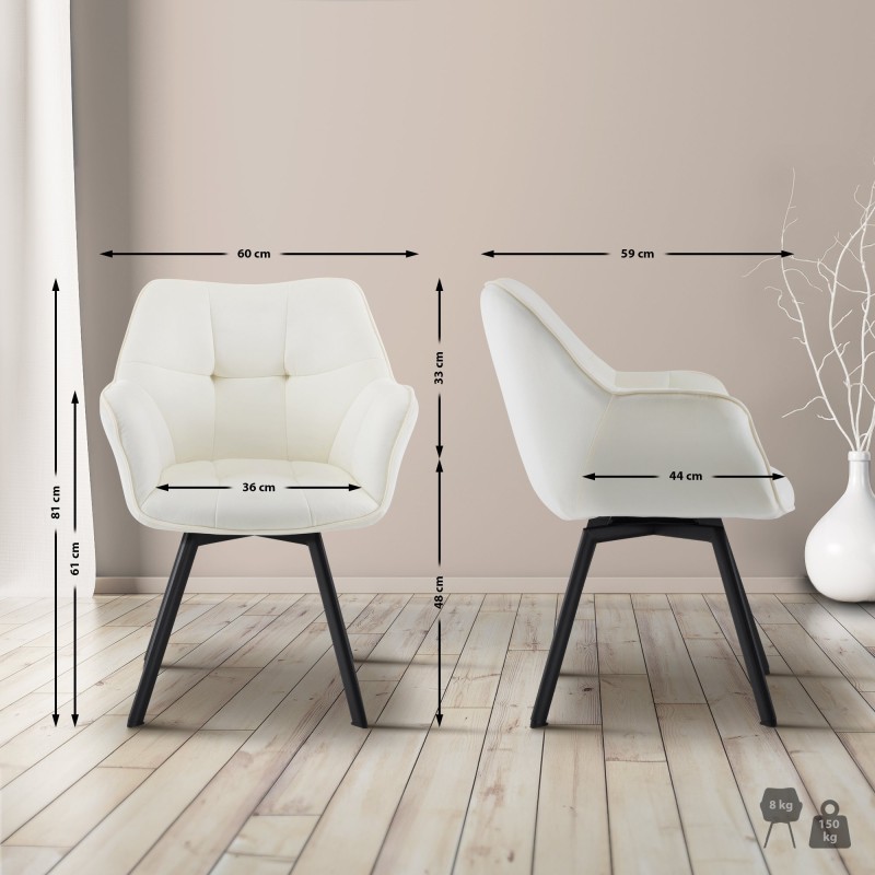 Scaun de sufragerie Jordi din catifea crem