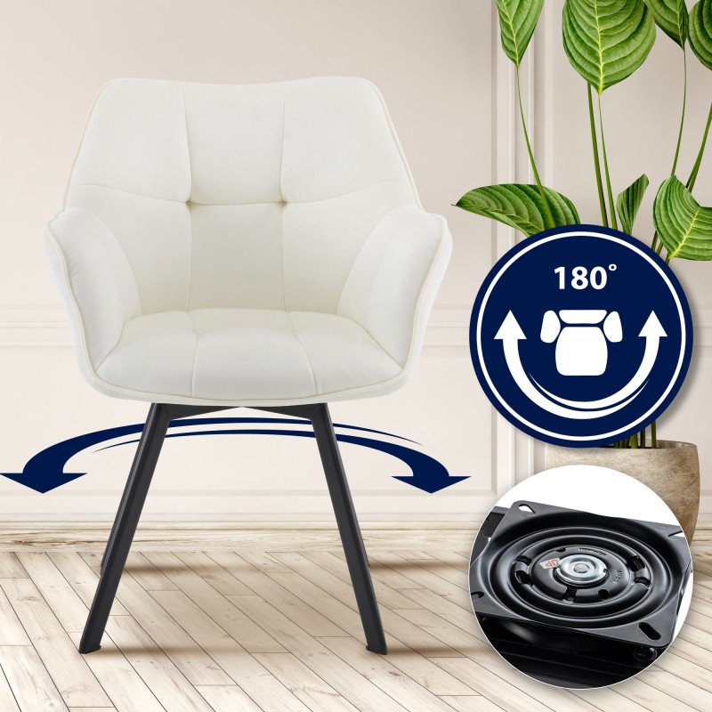 Scaun de sufragerie Jordi din catifea crem