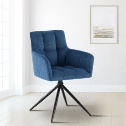 Scaun de sufragerie Jonah din material textil albastru închis