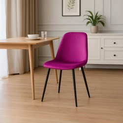 Scaun de sufragerie Maryam din catifea violetă