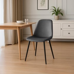 Scaun de sufragerie Maryam din catifea gri închis