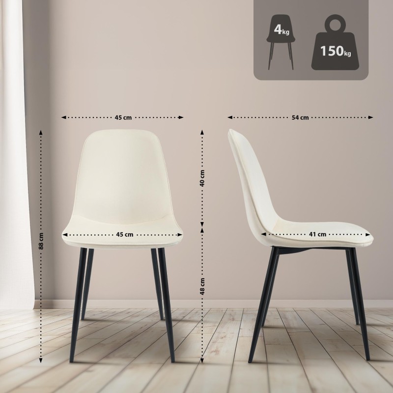 Scaun de sufragerie Maryam din catifea crem